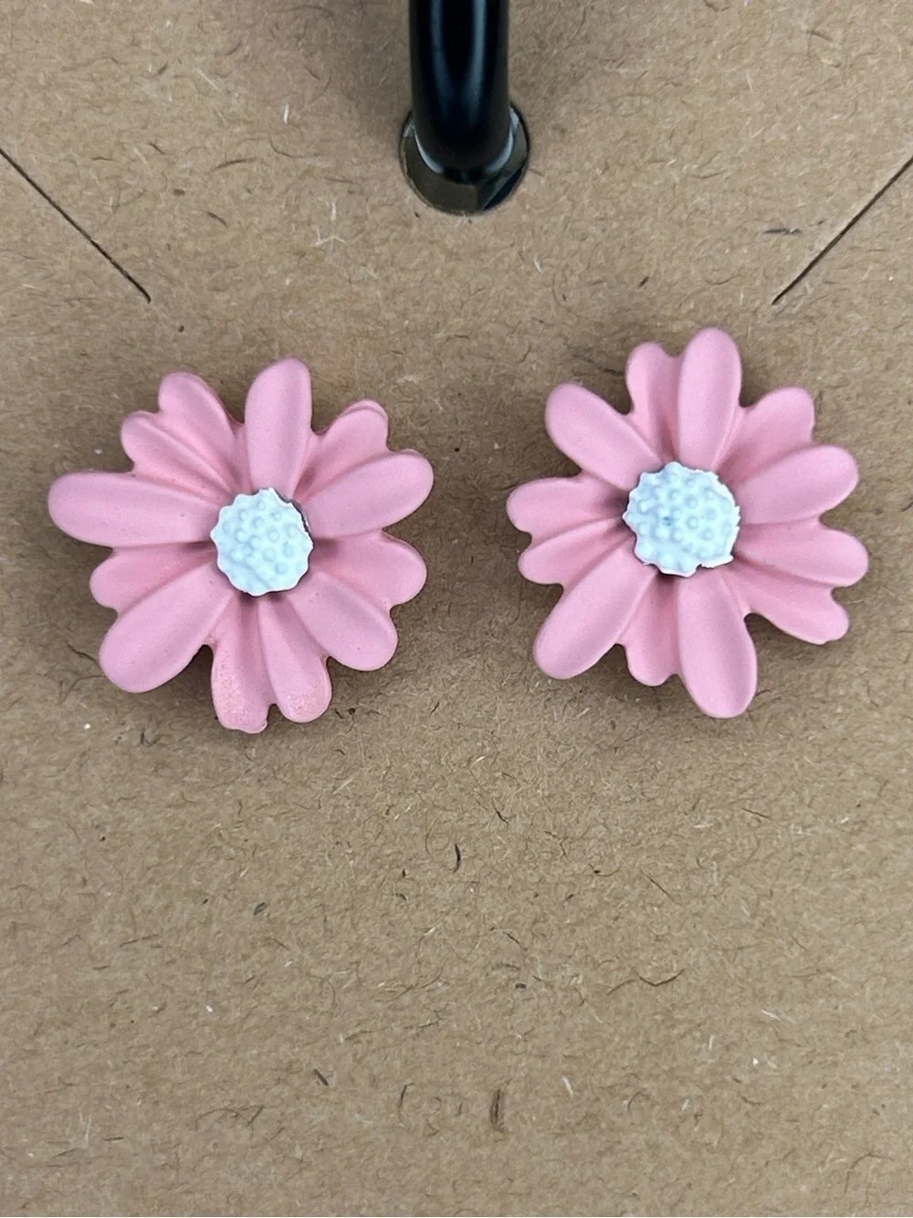 Pink Flower Kids Stud Earrings - Cute Daisy Design